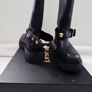 Versace Black Leather Women's Boots